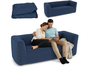 Canapé gonflable 2 places, fauteuil gonflable portable charge 300kg avec housse amovible, accoudoirs larges, canapé pour 2 personnes