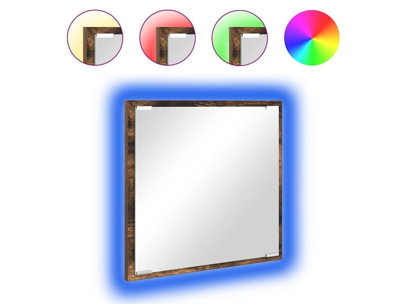  Miroir de salle de bain, miroir de toilette led chêne fumé 40 x 37 x 8.5 cm cf62561  - Conforama C