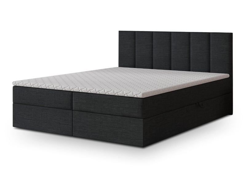  Boxspring meril 200x200 cm, lit complet avec matelas, noir  - Conforama A