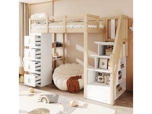 Lit mezzanine 90x200 cm <strong></strong>  <strong>OMNIGLINT TRADING LTD</strong> coloris bois clair