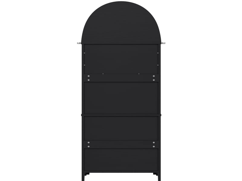  Armoire de rangement haute 70x35x180 cm 3 tiroirs mdf noir avec portes, rangement ouvert et design incurvé  - Conforama E