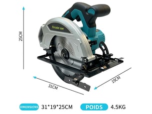 Scie circulaire sans fil 21v 1200w avec lame tct 185 mm, 4 500 trmin, profondeur de coupe 60 mm et 2 batteries 3.0ah – scie plongeante électrique pour découpe de bois, panneaux et menuiserie