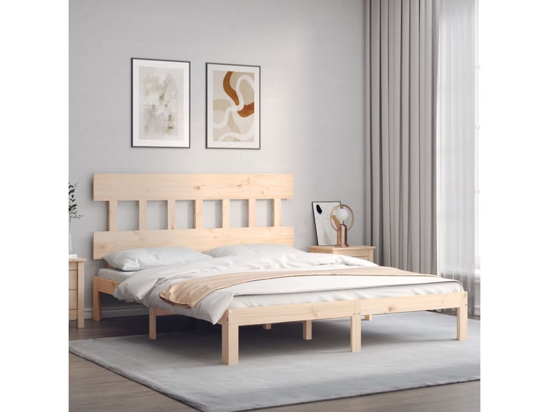  Lit double- lit adulte -  cadre de lit sans matelas 160x200 cm bois massif de pin  - Conforama B