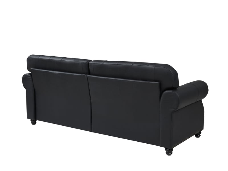  Canapé moderne - ensemble canapé chesterfield 3 pièces avec repose-pieds, 6 places, revêtement en similicuir, noir  - Conforama B