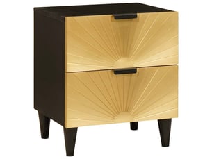 Table de chevet - cabinet de chevet - table de nuit 2 pc noir et or 40 x 33 x 46 cm