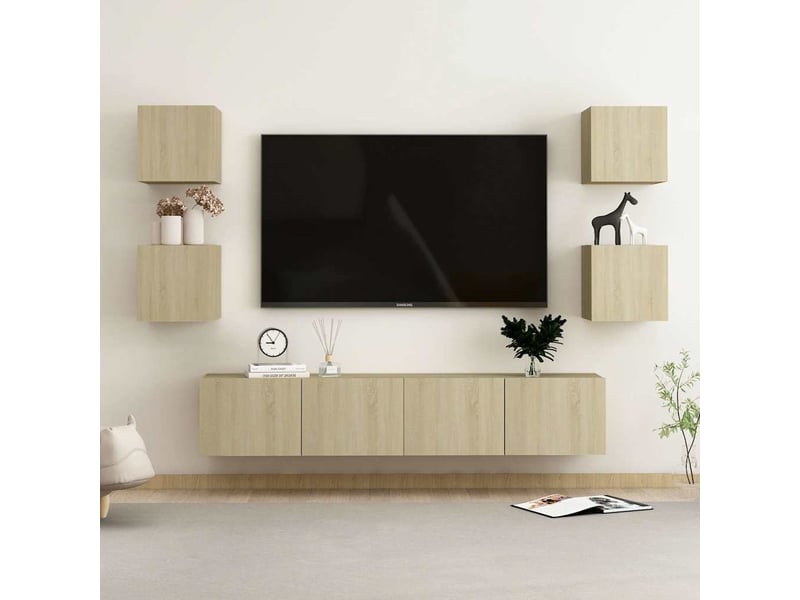  Ensemble de meubles tv 6 pcs chêne sonoma bois d'ingénierie shl13366  - Conforama B