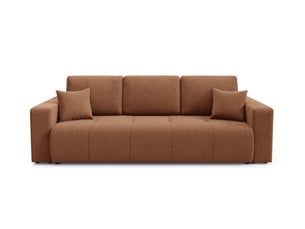 Canapé droit convertible 4 places Tissu orange avec coffre de rangement