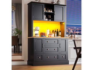 Buffet 4 porte(s) 5 tiroir(s) <strong></strong> <strong>Morn Vibe</strong> - 115 cm coloris noir