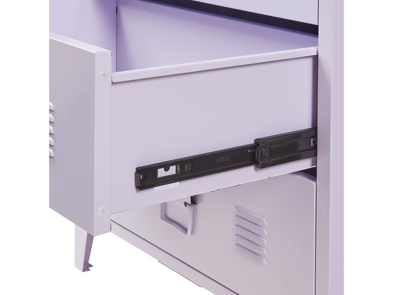 Commode meuble de rangement pratique entrée salon chambre métallique avec 3 tiroirs acier 72 x 60 x 40 cm violet 03_0009305  - Conforama E