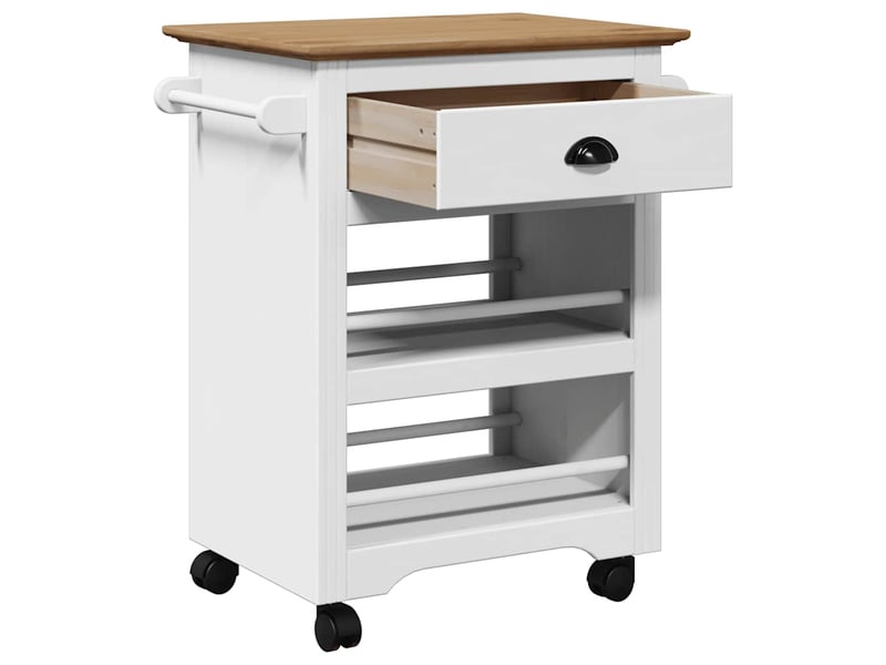 Desserte de cuisine, chariot de rangement bodo blanc et marron 67,5x45x80 cm - Conforama E