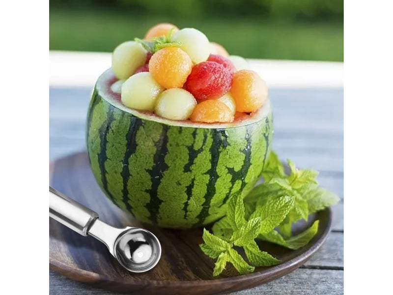  Cuillère à melon, cuillère à glace, cuillère à boules, cuillère à melon inox, cuillère de boule de fruits de cuisine, 18 x 3.1 cm cuillère parisienne  - Conforama E