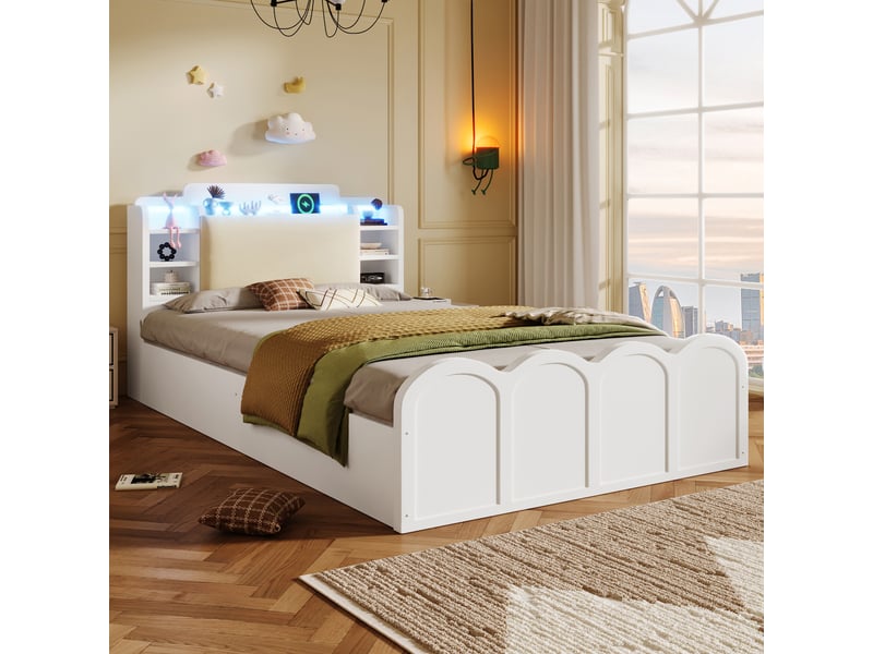  Lit en pin blanc 90x200 cm  - Conforama E