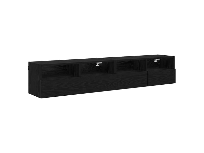  Lot de 2 meuble tv mural, meuble tv suspendu chêne noir bois d'ingénierie shl13002  - Conforama A