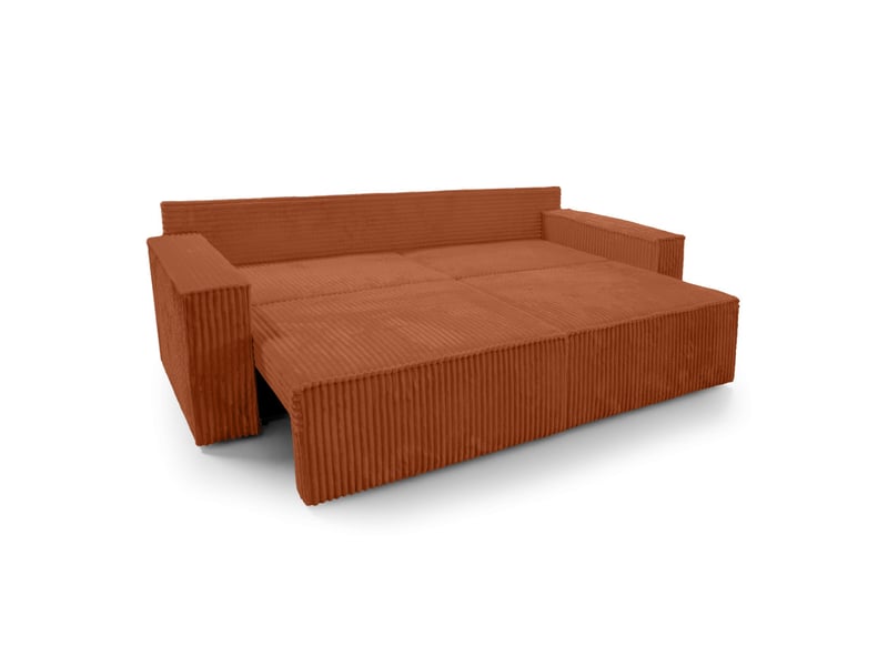  Farah - canapé droit assise profonde 3 places convertible en velours côtelé épais  - Conforama C