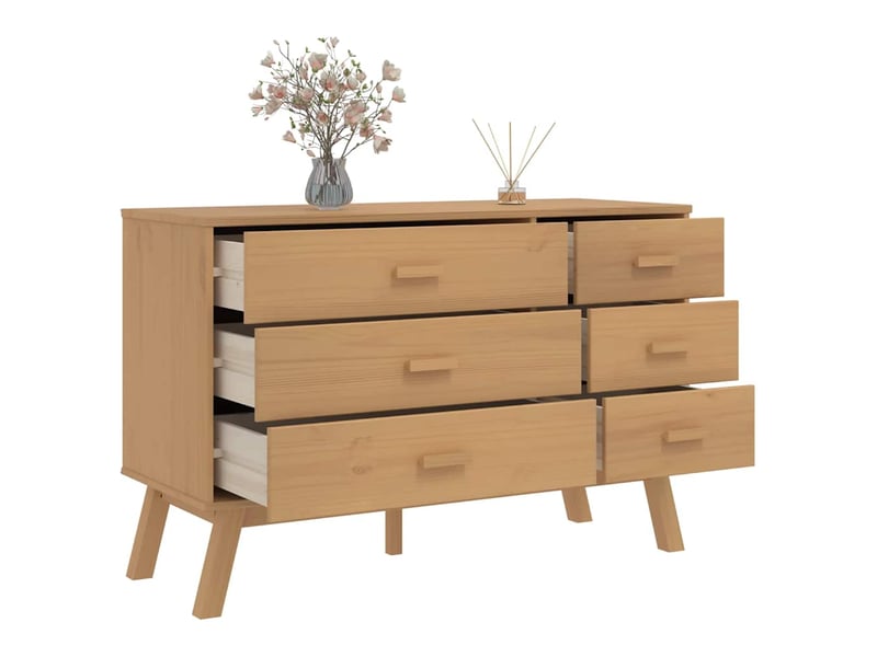  Armoire à tiroirs, commode olden marron bois de pin solide shl51005  - Conforama E