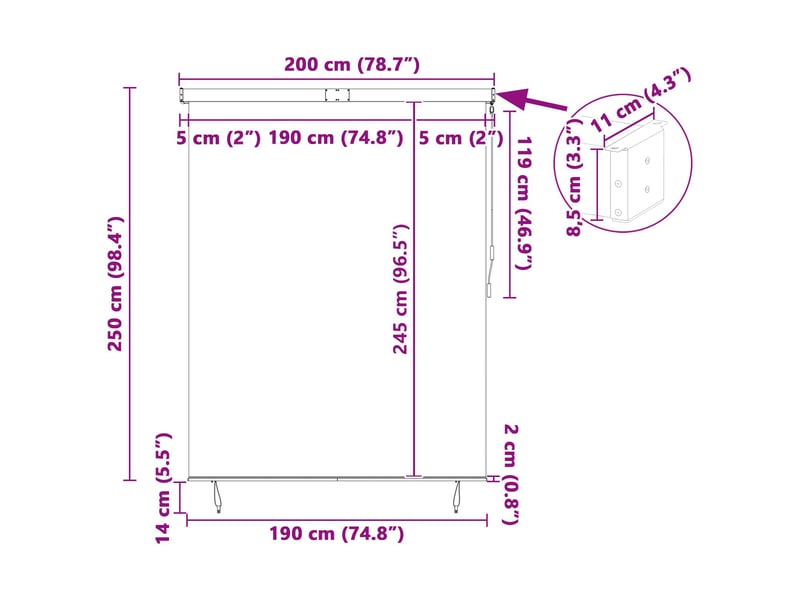  Store enrouleur, store à rouleau bleu et blanc 200 x 250 cm tissu et aluminium cf44958  - Conforama D