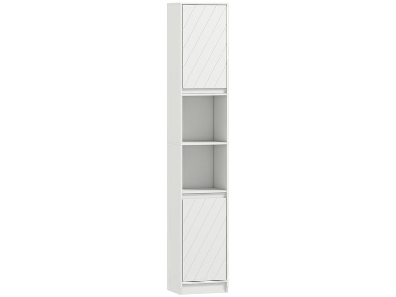  Meuble colonne salle de bain, meuble de rangement avec 2 portes, 2 compartiments ouverts, , 30 x 24 x 170 cm, blanc  - Conforama B