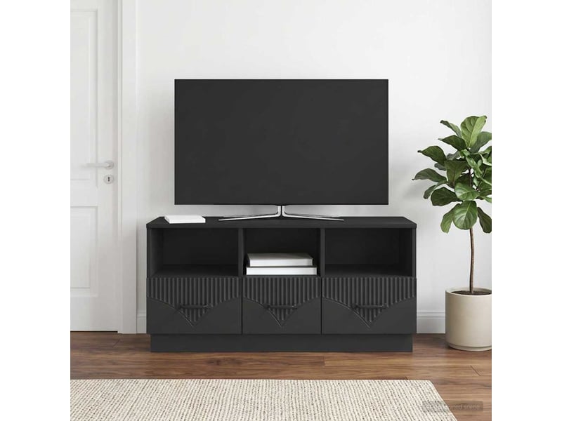  Meuble tv - banc tv - meuble de rangement avec tiroir noir 102 x 34,5 x 47 cm bois d'ingénierie  - Conforama B