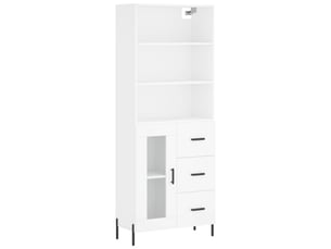 Buffet haut - bahut - meuble de rangement blanc 69,5x34x180 cm bois d'ingénierie