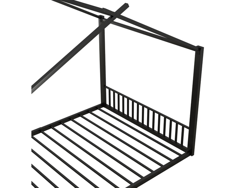  Lit enfant 140x200 cm design maison, cadre métal, noir, sans matelas  - Conforama R