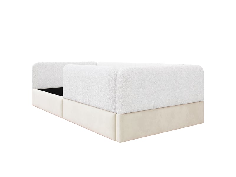  Lit enfant rembourré 90x200 avec barrières poches velours pu blanc OPULERANE TRADING LTD - Conforama D