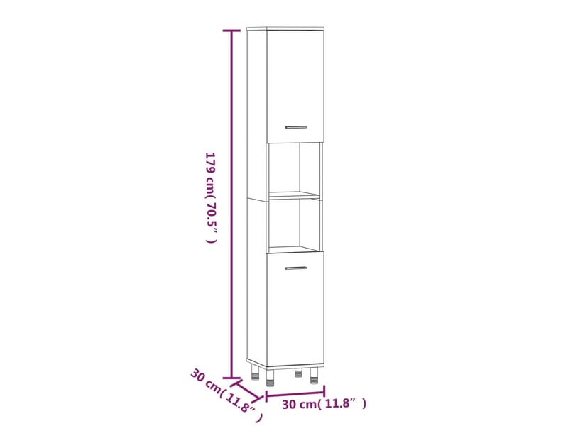 Ensemble d'armoires de salle de bain 3 pcs chêne fumé cf62999 - Conforama E