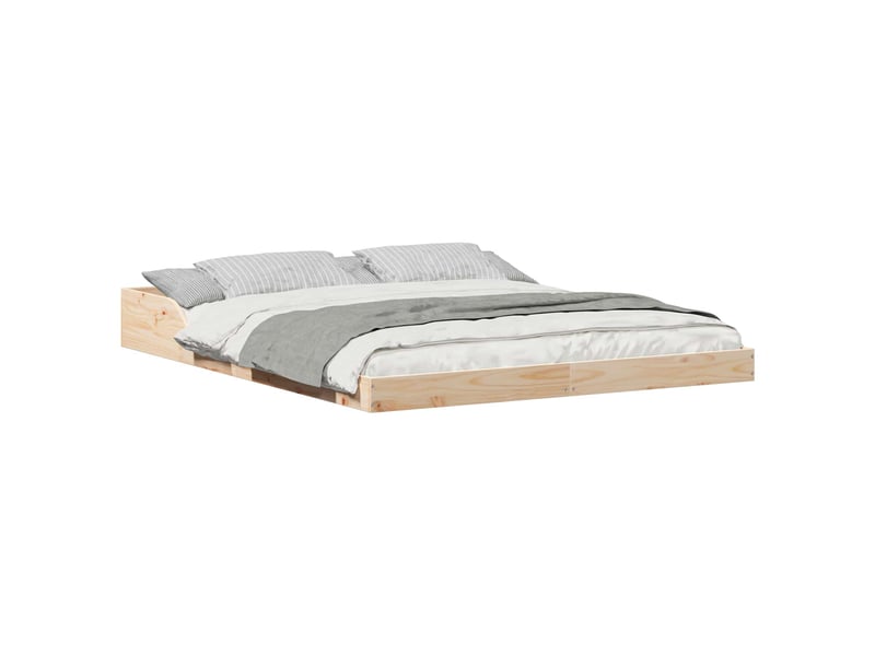  Lit double- lit adulte -  cadre de lit marron 150 x 200 cm pin massif  - Conforama A