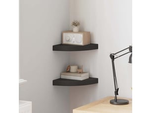 Lot de 2 étagères d'angle flottantes, étagères murales noir 25x25x3,8 cm mdf cf42768