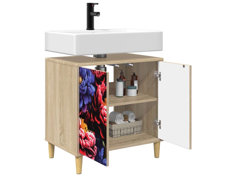  Armoire de salle de bain, meuble de rangement kiel sonoma 60x40x60 cm  - Conforama C