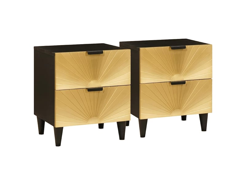  Table de chevet 2 pièces noir et or 40 x 33,5 x 46 cm  - Conforama B