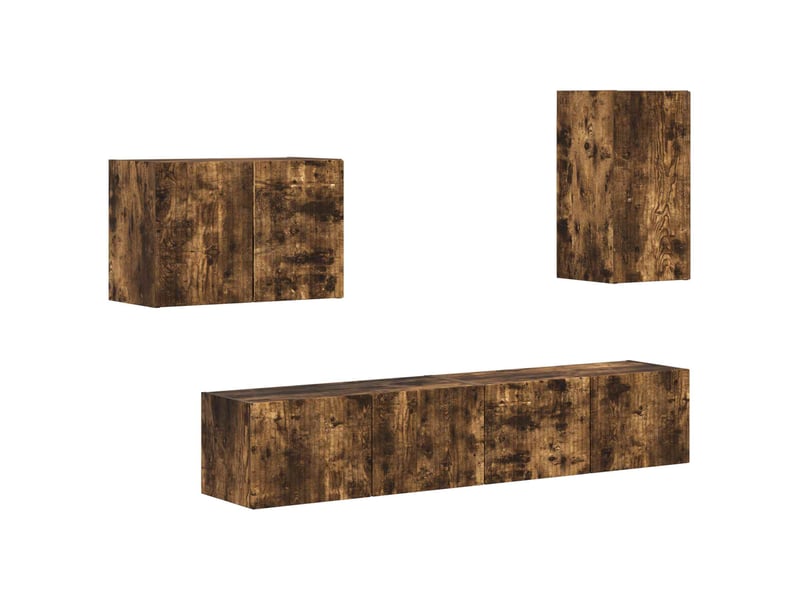  Ensemble de meuble tv - banc tv - meuble de rangement mural 4 pcs chêne fumé bois d'ingénierie  - Conforama A