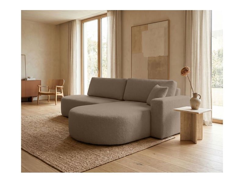  Canapé d'angle max réversible et convertible kiara 5 places en tissu bouclette - marron KIARA - Conforama B