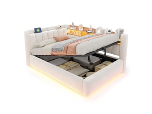 Lit banquette 140x200 cm coloris beige