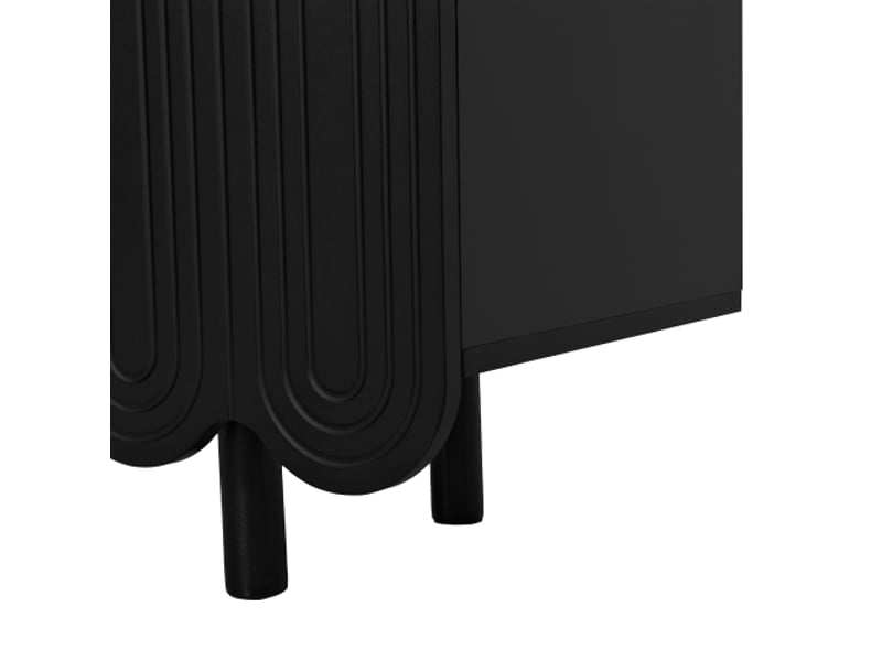  Buffet cuisine, 120 x 37.5 x 80.8 cm, 4 portes en forme de goutte, avec moulées et charnières à tampon, noir  - Conforama E