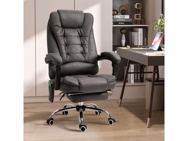  Fauteuil de bureau inclinable et massant avec fonction chauffante et hauteur réglable, gris  - Conforama C