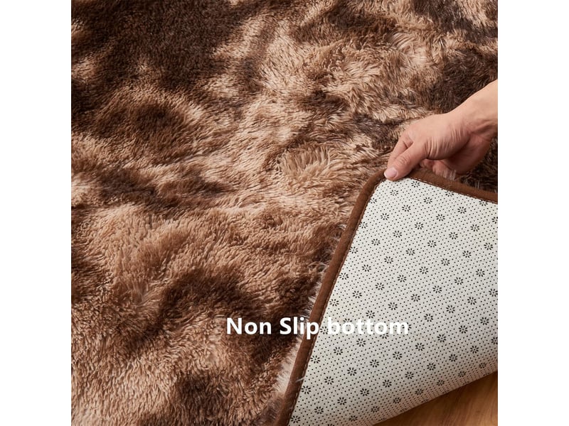  Tapis de salon marron, à poils longs, doux, en laine de soie antidérapante, mesurant 80 x 160 cm  - Conforama D