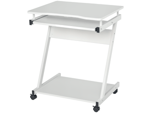 Bureau informatique roulant - bureau mobile - table d'ordinateur - blanc - tablette coulissante clavier + étagère