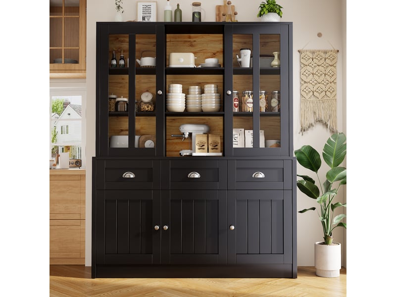  Buffet de cuisine 5 portes 3 tiroirs - 140 cm noir mdf buffet de cuisine noir - Conforama B