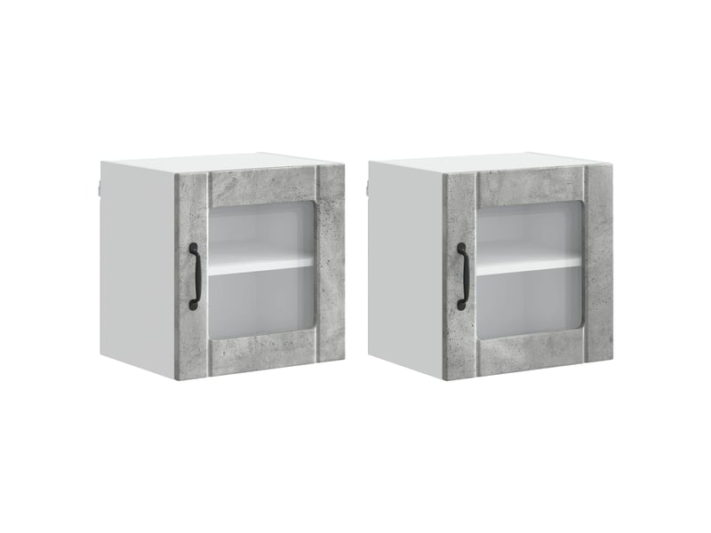 Meuble mural de cuisine, cabinet en verre mural 2 pcs gris béton bois d'ingénierie shl9419 - Conforama A