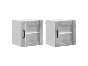 Meuble mural de cuisine, cabinet en verre mural 2 pcs gris béton bois d'ingénierie shl9419