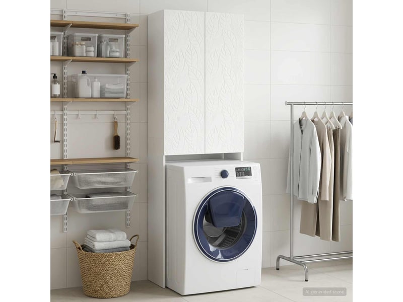 Armoire de toilette, meuble de toilette delft blanc 66x25.5x190 cm - Conforama C