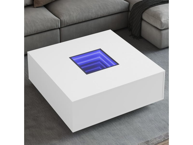 Table basse | table d'appoint salon avec led infini blanc 100x100x40 cm - Conforama B