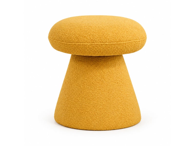  Repose-pied pivotant à 360° en forme de champignon, assise rembourrée pour salon et chambre, en tissu teddy jaune  - Conforama A