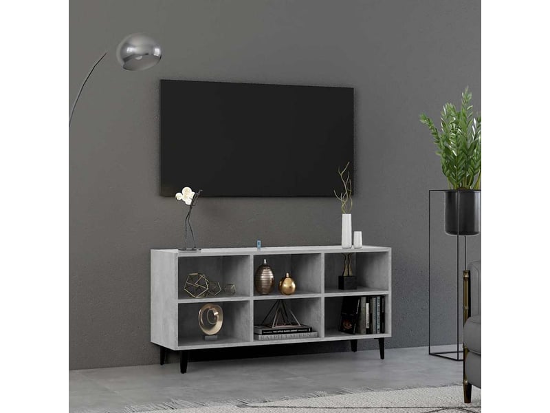  Meuble tv - banc tv - meuble de rangement avec pieds en métal gris béton 103,5x30x50 cm  - Conforama B