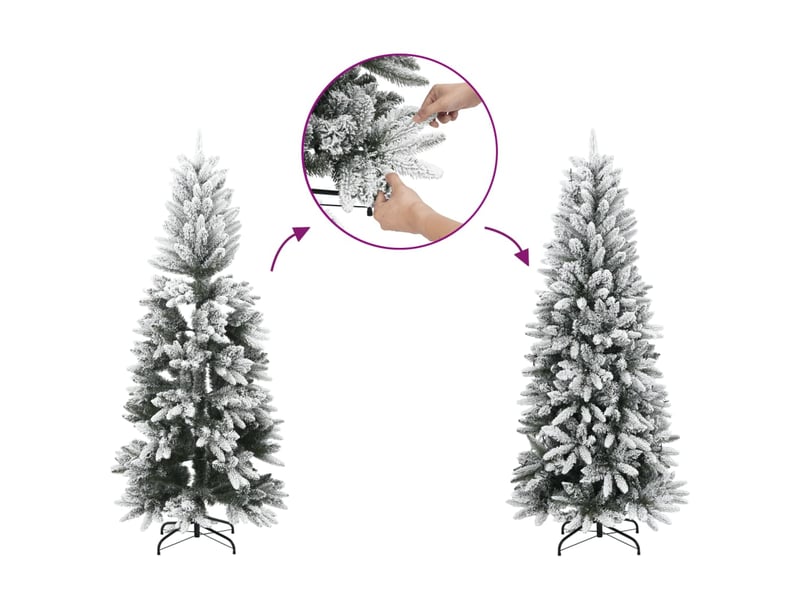  Sapin de noël - arbre de noël artificiel à charnières avec neige floquée 150 cm  - Conforama D