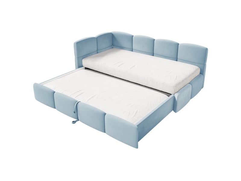  Selsey cloudy - lit rembourré - 170x185 cm - velours bleu clair - côté gauche Cloudy - Conforama D