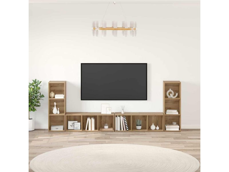  Ensemble meuble tv - banc tv - meuble de rangement 4 pcs chêne artisanal bois d'ingénierie  - Conforama B