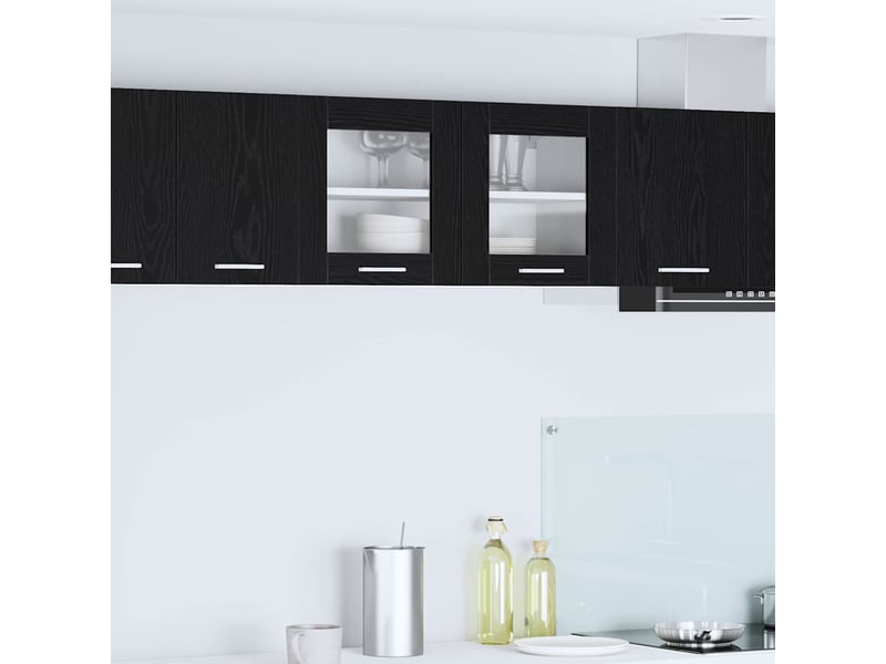 Meuble de rangement cuisine, armoire suspendue chêne noir et blanc 80x31x40cm - Conforama B