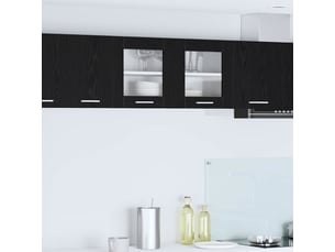 Meuble de rangement cuisine, armoire suspendue chêne noir et blanc 80x31x40cm