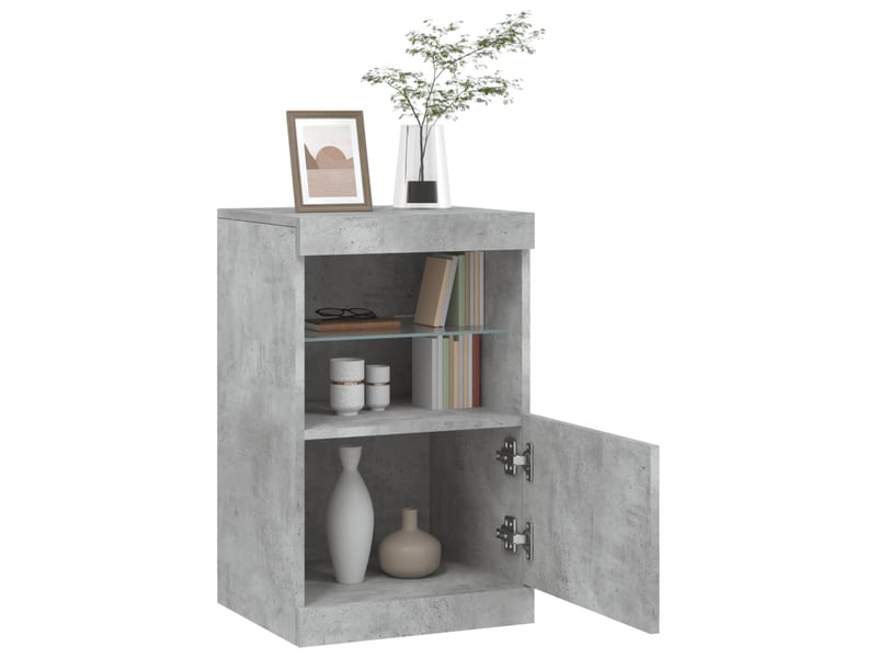 Buffet - bahut - meuble de rangement avec lumières led gris béton 41x37x67 cm - Conforama E